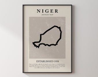 Niger Map Vintage Abstract Wall Art Print Picasso + Matisse Inspired Travel Poster