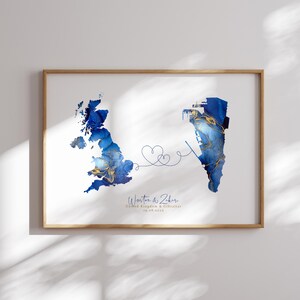 Großbritannien und Gibraltar Map Blue & Gold Travel Wall Art Print | Vereinigtes Königreich | Reisen Umzug Geschenk