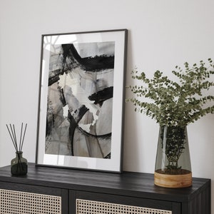 Mapa da Itália | Pintura Abstrata em Preto e Cinza Mapa da Itália Impressão de Arte de Parede | Pôster Traval da Itália