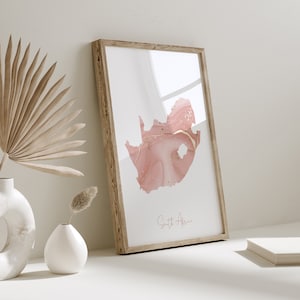 Impression d&#39;art mural carte de l&#39;Afrique du Sud rose et or