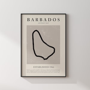 Barbados Karte Vintage Abstraktes Wand-Kunstdruck Picasso + Matisse inspiriertes Reise-Plakat