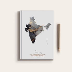 Carnet de carnet de voyage personnalisé en Inde, pays Inde, planificateur de carte