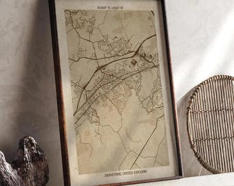 Johnstone, Scotland Map | Vintage Beige Detailed Map Print | United Kingdom Wall Art | Travel Gift