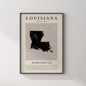 Abstrakte Louisiana Karte Vintage Wand Kunst Druck US Zustand | Vereinigte Staaten von Amerika | USA Reise Poster