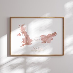 Großbritannien und Slowenien Karte Pink & Gold Travel Wall Art Print | Vereinigtes Königreich | Reisen Umzug Geschenk