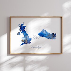 Großbritannien und El Salvador Karte Blau & Gold Reise Wand Kunst | Vereinigtes Königreich | Reisen Umzug Geschenk