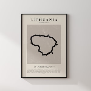 Litauen Karte Vintage Abstrakte Wand Kunst Druck Picasso + Matisse Inspiriert Reise Poster