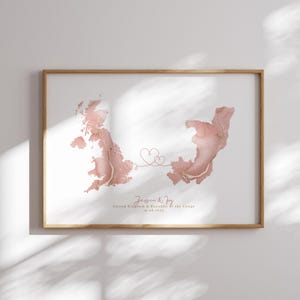 Vereinigtes Königreich und Republik Kongo Karte Pink & Gold Travel Wall Art Print | Vereinigtes Königreich | Reisen Umzug Geschenk
