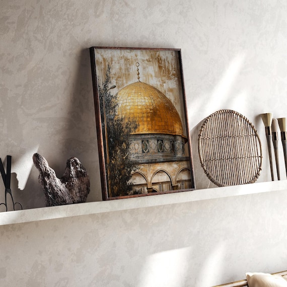 Vintage Palestine Islamic Wall Art Print | Dome of The Rock | Al Aqsa