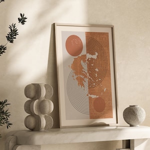Griechenland Karte Wand Kunst | Boho Mid Century