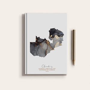 Carnet de carnet de voyage personnalisé en Zambie, carte du pays en Zambie, planificateur de cartes personnalisées