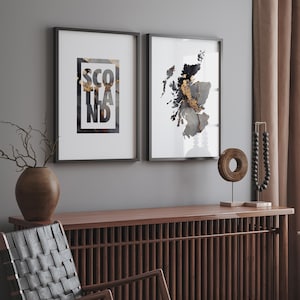 Lot de 2 cartes noir et or + impression d'art mural typographie