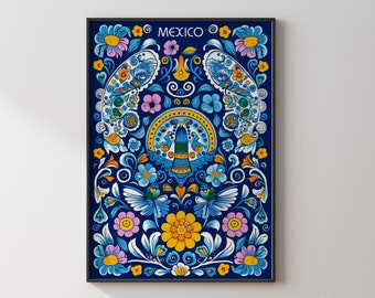 Arte mural mexicano / Estampado de Talavera mexicana / Impresión de arte mural mexicano / Decoración mexicana