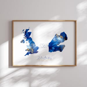 Großbritannien und Dschibuti Karte Blau & Gold Reise Wand Kunst | Vereinigtes Königreich | Reisen Umzug Geschenk