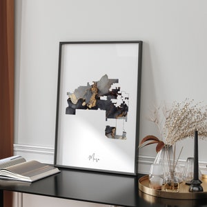 Art mural noir et or de carte Mesa | États-Unis | Etats-Unis | États-Unis d'Amérique [EV]