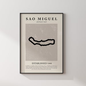 Sao Miguel Map Vintage Abstrakte Wand-Kunst-Druck Picasso + Matisse inspiriertes Reise-Plakat