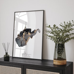 West Virginia Map Black & Gold Wall Art Print US State | USA | United States of America