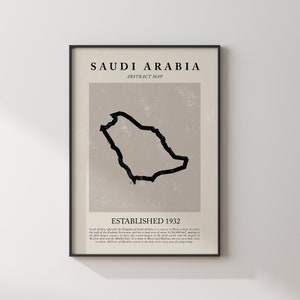 Abstrakte Saudi-Arabien Karte Vintage Wand Kunst Druck Picasso & Matisse Inspiriert Reise Poster Umriss Edition