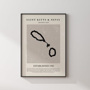 Abstrakte St. Kitts & Nevis Karte Vintage Wand Kunst Druck Picasso + Matisse Inspiriert Reise Poster OE