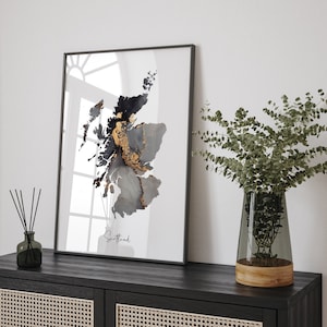 Schottland Map Black & Gold Wall Art Print [EV]