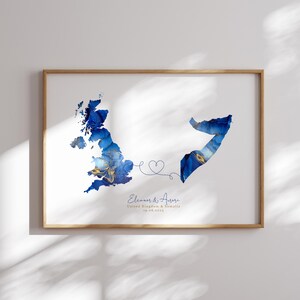 Großbritannien und Somalia Map Blue & Gold Travel Wall Art Print | Vereinigtes Königreich | Reisen Umzug Geschenk