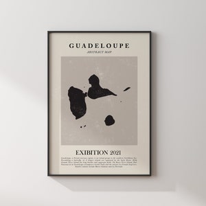 Guadeloupe Karte Vintage Abstraktes Wand-Kunst-Druck Picasso + Matisse inspiriertes Reise-Plakat