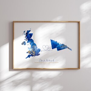 Vereinigtes Königreich und COLINGOWOOOD CANADA Map Blue & Gold Travel Wall Art Print | Vereinigtes Königreich | Reisen Umzug Geschenk