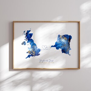 Großbritannien und Kongo Karte Blau & Gold Reise Wand Kunst Druck | Vereinigtes Königreich | Reisen Umzug Geschenk