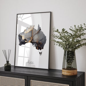 Australien Map Black & Gold Wall Art Print [EV]