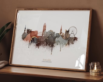 Newcastle Skyline Print | Wall Art Print | England | UK | United Kingdom | Travel Poster