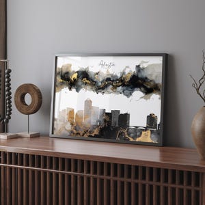 Arlington Virginia Skyline Black & Gold Wall Art Print |USA | United State