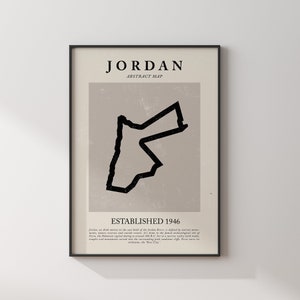 Jordan Map Vintage Abstrakt Wand Kunst Druck Picasso + Matisse Inspiriert Reise Poster