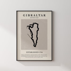 Gibraltar Karte Vintage abstraktes Wand-Kunstdruck Picasso + Matisse inspiriertes Reise-Plakat