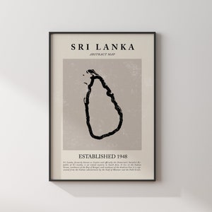 Abstrakte Sri Lanka Karte Vintage Wand Kunst Druck Picasso + Matisse Inspiriert Reise Poster OE Srilanka