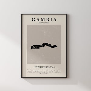 Gambia Karte Vintage abstraktes Wand-Kunstdruck Picasso + Matisse inspiriertes Reise-Plakat