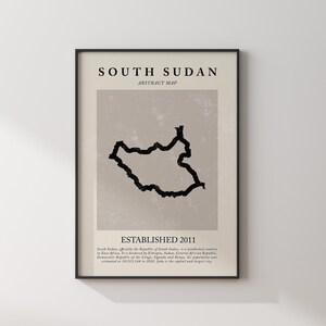 Abstrakte Südsudan Karte Vintage Wand Kunst Druck Picasso + Matisse Inspiriert Reise Poster OE