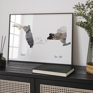 Kaart Florida en New York zwart-gouden reiskunst aan de muur | Florida| Cadeau voor op reis verhuizen