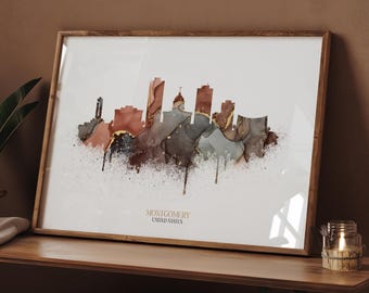 Montgomery Skyline Print | Wall Art Print | US State | US | United State | Travel Poster