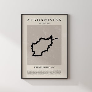 Afghanistan Karte Vintage Abstrakt Wand Kunst Druck Picasso + Matisse Inspiriert Reise Poster