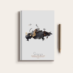 Carnet de carnet de voyage personnalisé en Russie, carte du pays en Russie, planificateur de cartes personnalisées