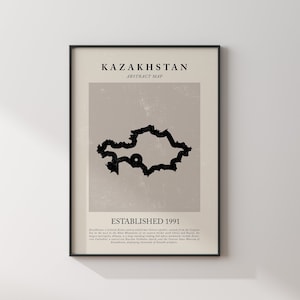 Kasachstan Karte Vintage Abstrakte Wand Kunst Druck Picasso + Matisse Inspiriert Reise Poster