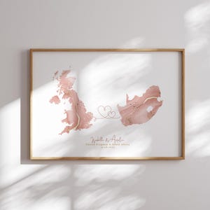Großbritannien und Südafrika Karte Pink & Gold Travel Wall Art Print | Vereinigtes Königreich | Reisen Umzug Geschenk