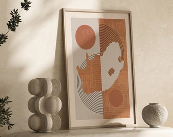 Stampa artistica da parete con mappa del Sud Africa / Boho Mid Century