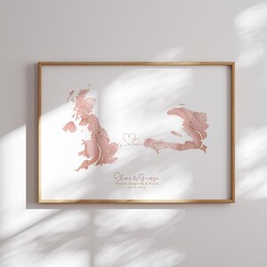 Großbritannien und Haiti Karte Pink & Gold Travel Wall Art Print | Vereinigtes Königreich | Reisen Umzug Geschenk