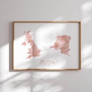 Großbritannien und Kongo Karte Pink & Gold Reise Wand Kunst Druck | Vereinigtes Königreich | Reisen Umzug Geschenk