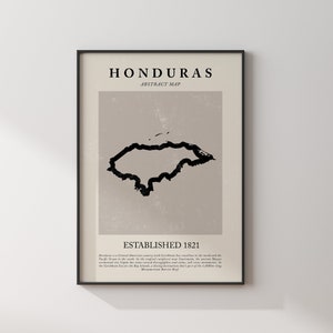 Honduras Karte Vintage Abstrakte Wand Kunst Druck Picasso + Matisse Inspiriert Reise Poster