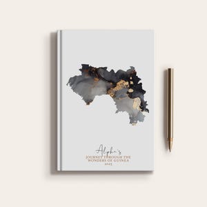 Carnet de carnet de voyage personnalisé en Guinée, carte du pays de la Guinée, planificateur de carte personnalisé