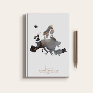Carnet de carnet de voyage personnalisé en Europe, pays, carte de l'Europe, agenda de carte personnalisé