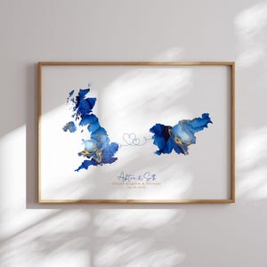 Großbritanien und Slowenien Karte Blau & Gold Reise Wand Kunst Druck | Vereinigtes Königreich | Reisen Umzug Geschenk