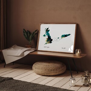 Großbritannien und Timor-Leste Map Green & Gold Travel Wall Art Print | Vereinigtes Königreich | Reisen Umzug Geschenk